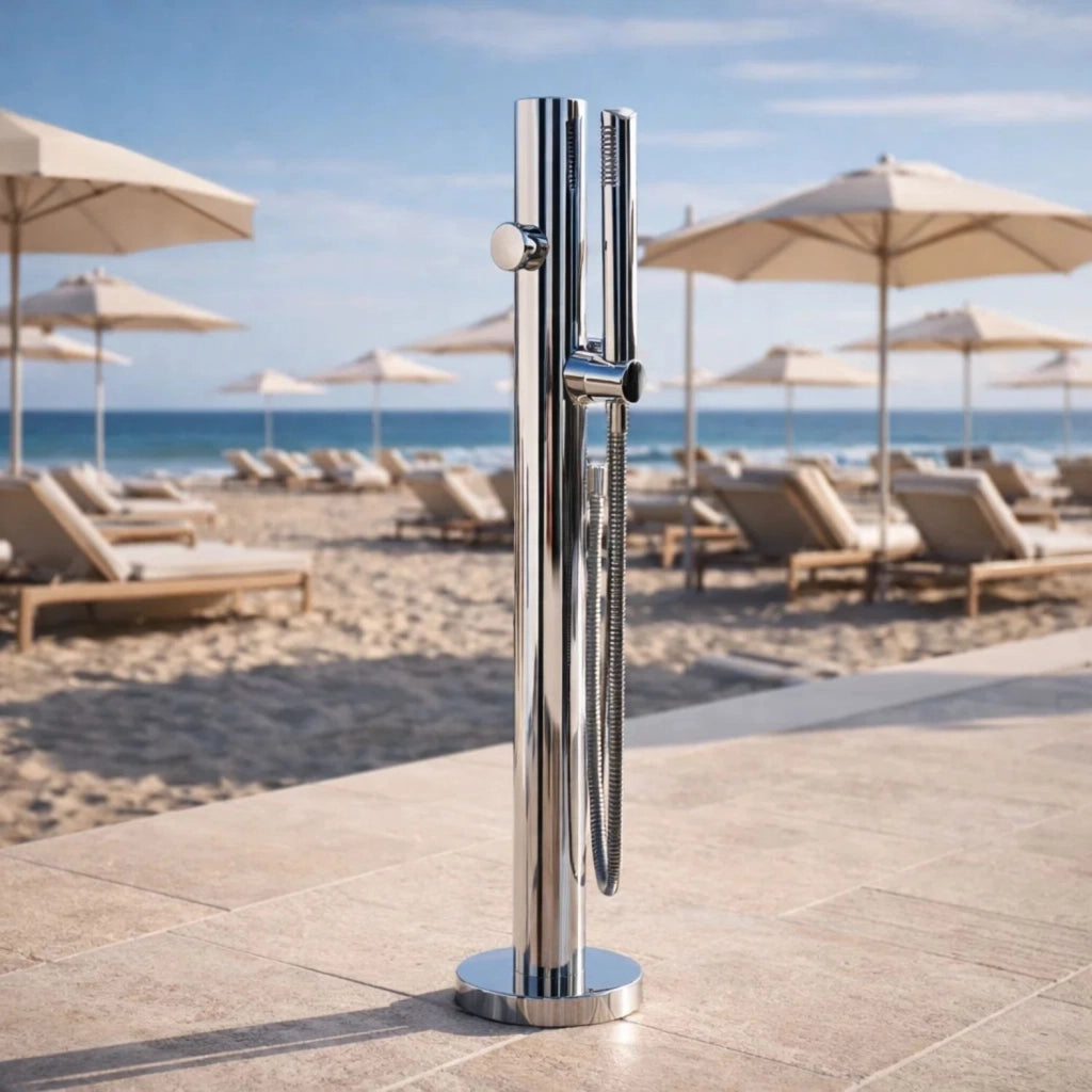 Fontana da giardino colonna esterno sambuco acciaio inox con miscelatore 100cm *** confezione 1