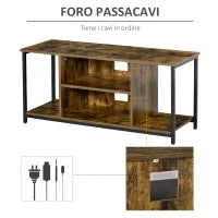 Mobile TV da Salotto in Stile Industriale, Legno e Acciaio, 110x40x50cm