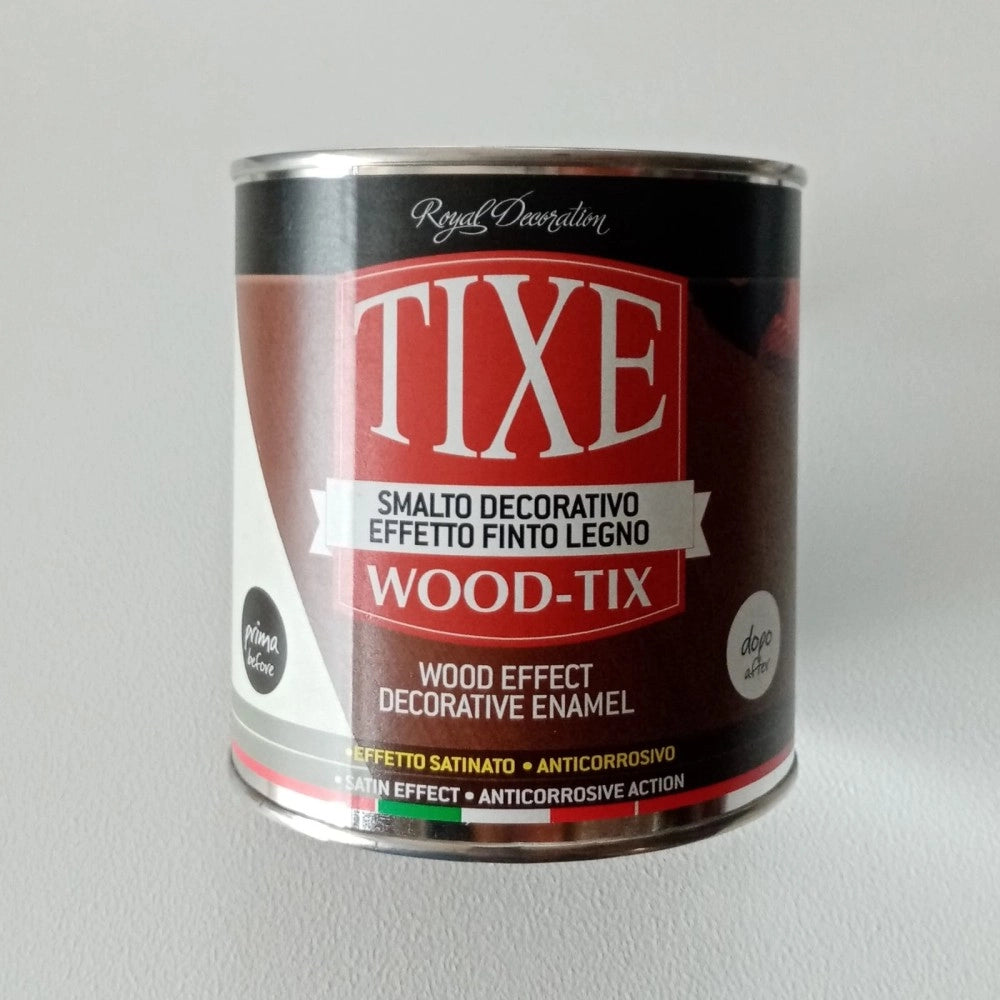 Tixe wood-tixe 500ml colore noce chiaro smalto decorativo effetto legno satinato anticorrosivo