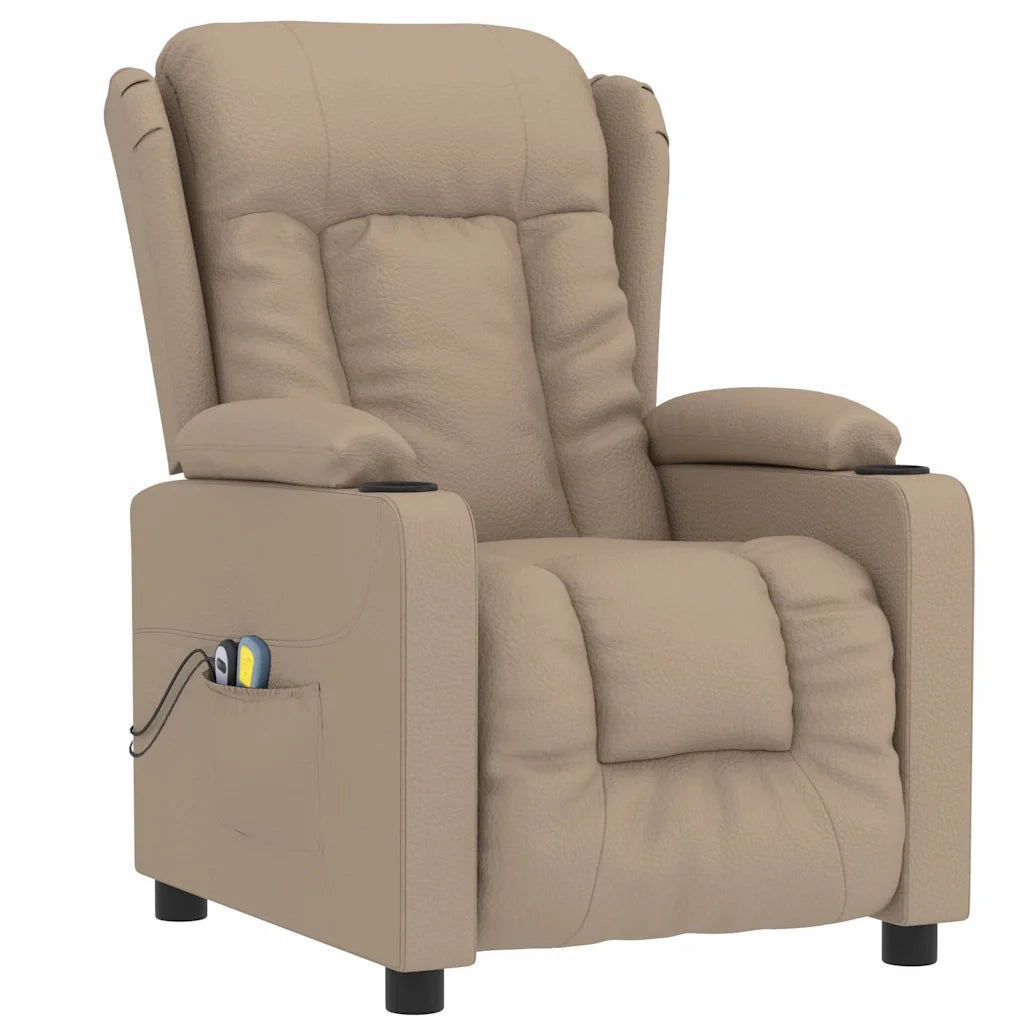 Divano Sedia-Poltrona Massaggio Elettrica Cappuccino Similpelle 231766