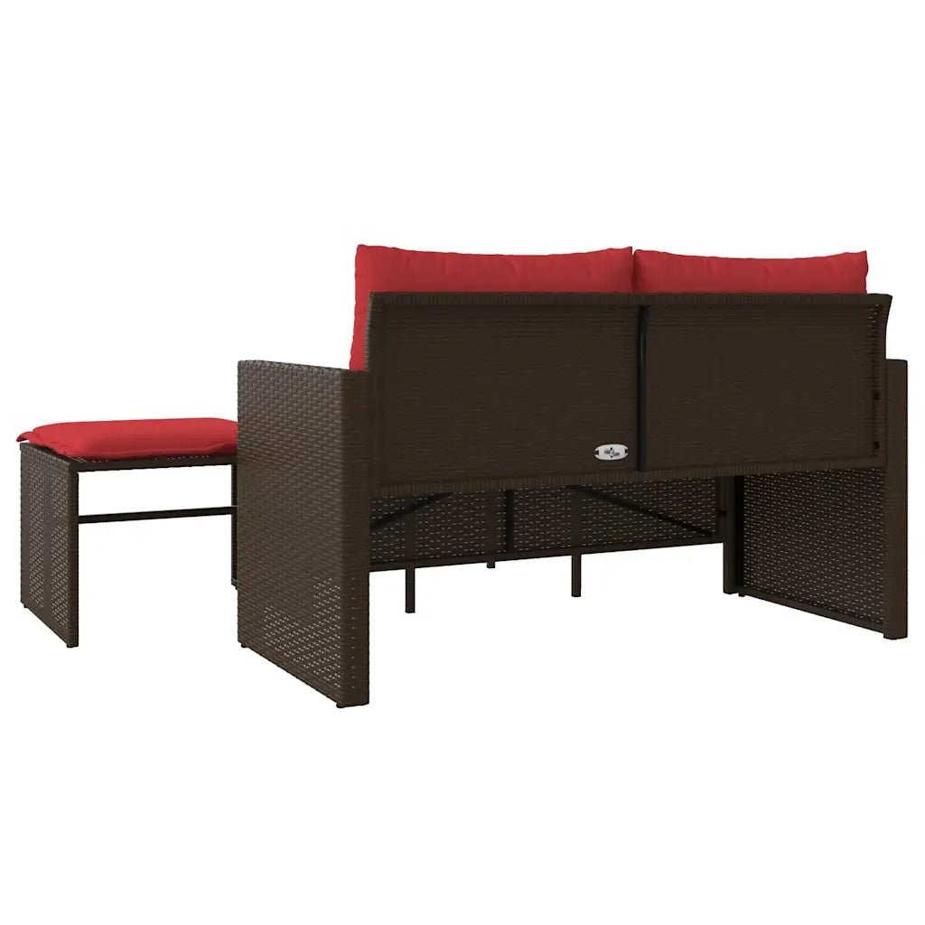 Set Divani da Giardino 3 pz con Cuscini Marrone in Polyrattan 365465