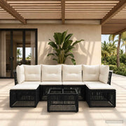 Set Divano da Giardino 7 pcs Nero polyrattan 3434305