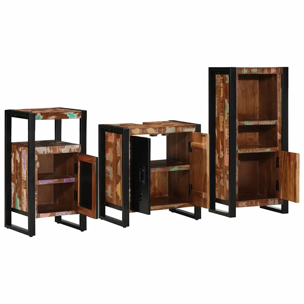 Set di mobili per il bagno 3 pcs Legno Recuperato Massello