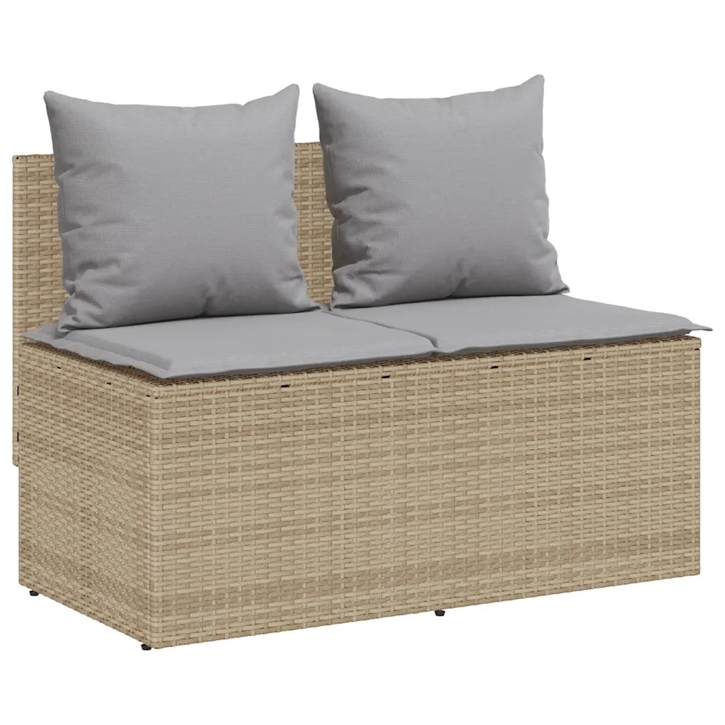 Set da Pranzo da Giardino 3 pz con Cuscini Beige in Polyrattan