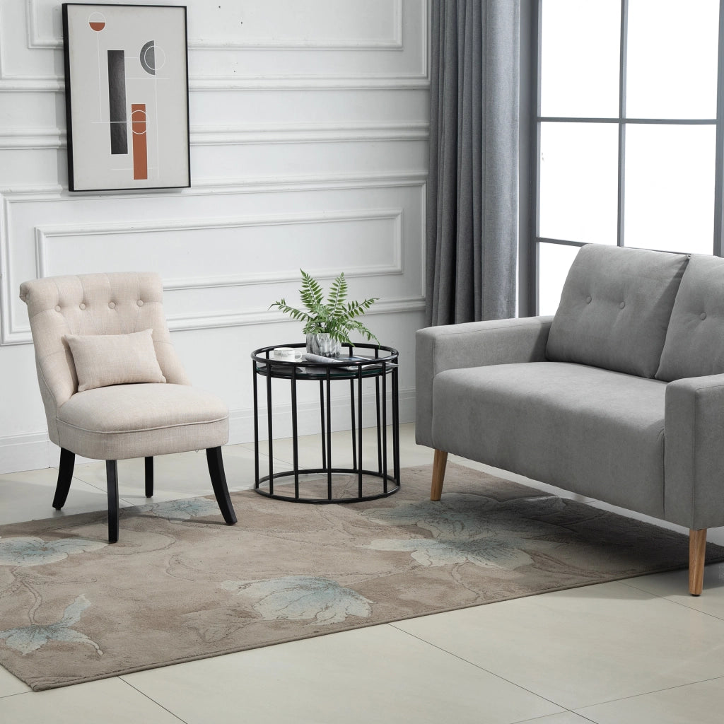 Poltrona imbottita con cuscino schienale per relax e lettura ¨C zephmum ¨C 52.5x69x77 cm crema