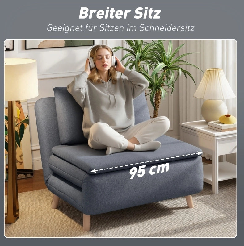 Poltrona letto 3 in 1 grigia con schienale regolabile