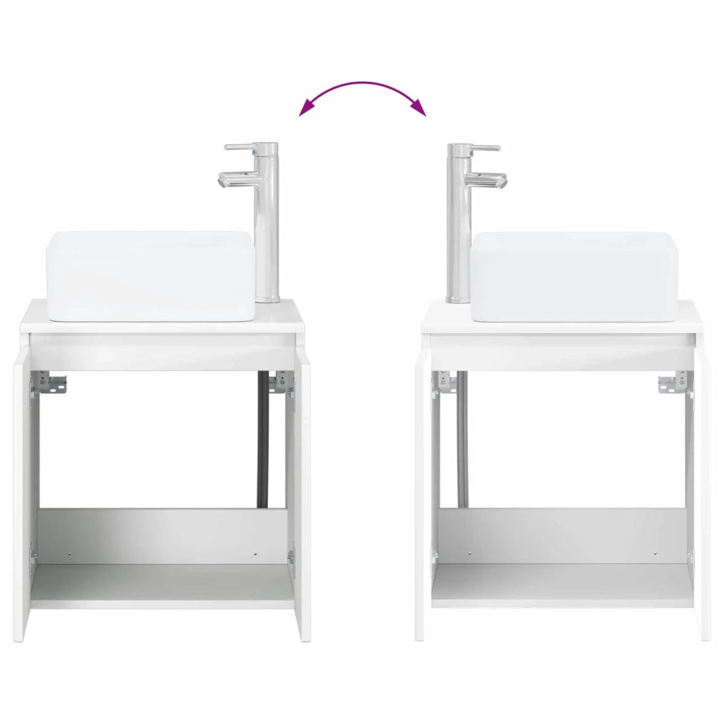 Mobile Lavabo da Parete Bianco Lucido 53 x 35 x 63 cm 890426