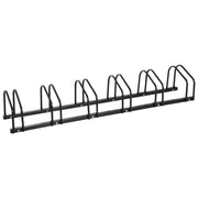 EasyComfort Rastrelliera Portabiciclette Parcheggio per 6 Biciclette in Acciaio, 179x33x27 cm, Nero