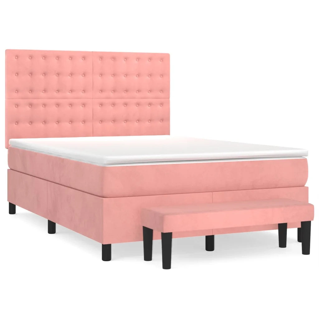 Giroletto a Molle con Materasso Rosa 140x200 cm in Velluto