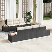 Set Divano da Giardino con cuscino 8 pcs Nero Poly Rattan 3348038