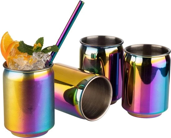 Set di 4 calici in acciaio inox 10,5 cm altezza 7,5 cm capacità 350 ml set di 4 con effetto arcobaleno