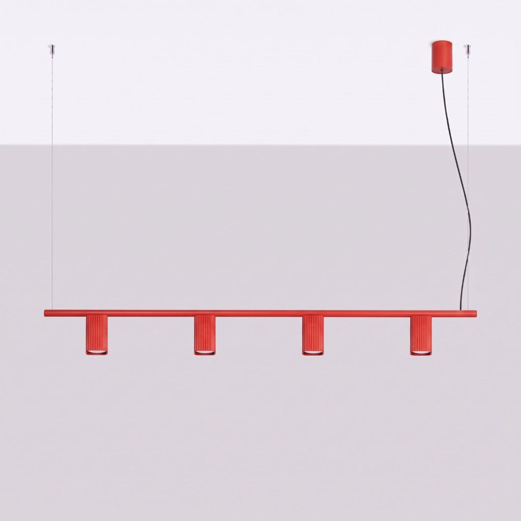 Lampadario RAYO 4 rosso