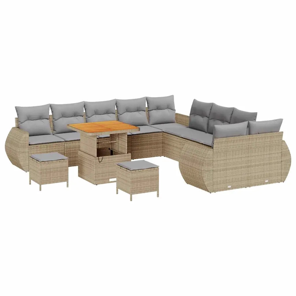 Set Divano da Giardino con cuscino 13 pcs beige e grigio chiaro 3363882