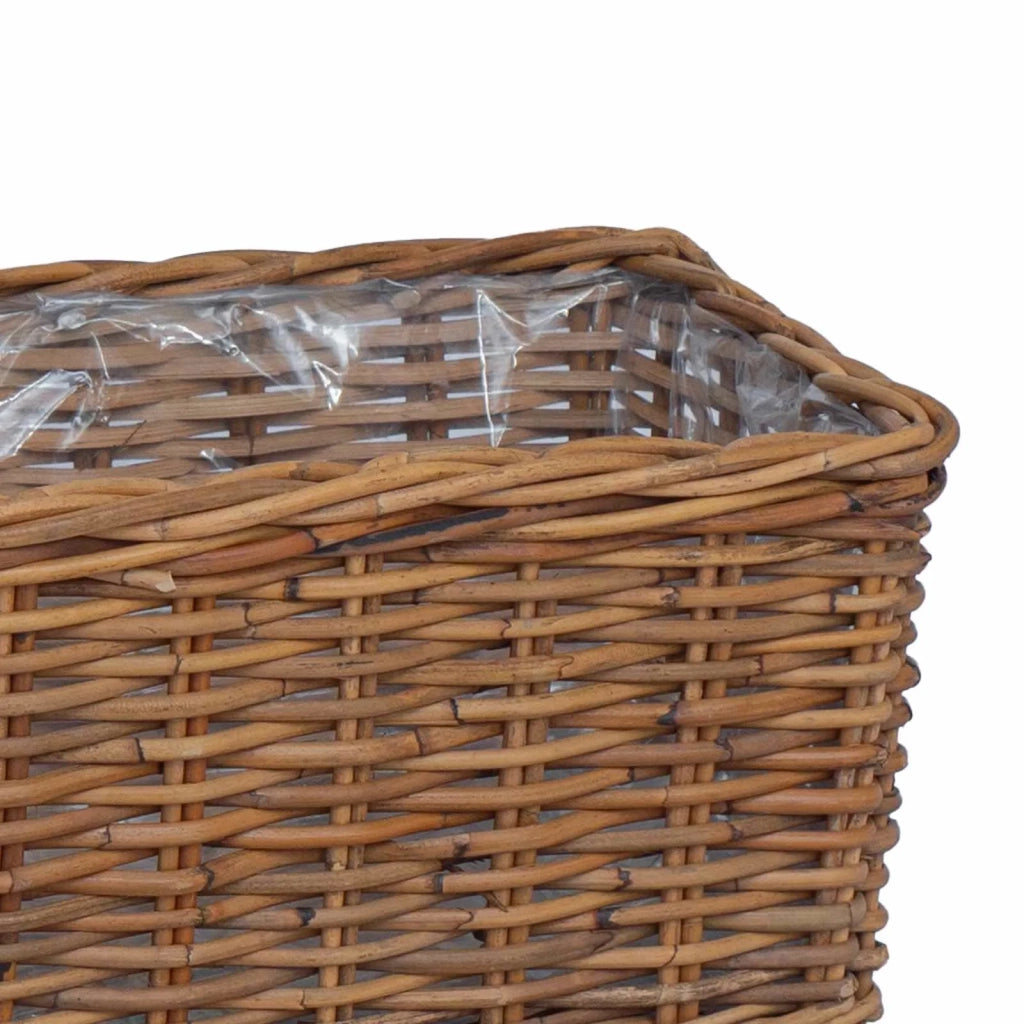 Cestino da Vaso con archiviazione 3 pcs Marrone Rattan Kubu
