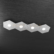 HEXAGON APPLIQUE-PLAFONIERA 4 LUCI FOGLIA ARGENTO 1142-4L-FA