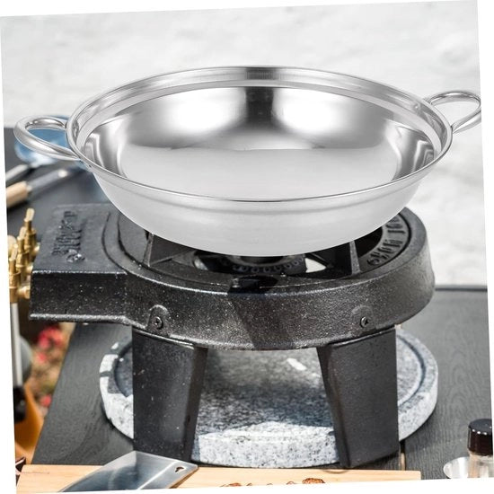 Set di Pannini in Acciaio – Piatto di Cottura in Acciaio Inox | Wok e Piatto Shabu per Uso Domestico – Adatto per Gas e Induzione