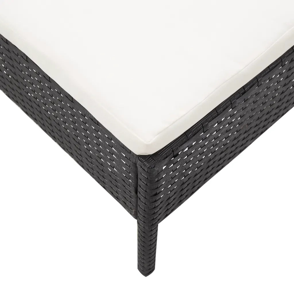 Set Divani da Giardino 3 pz con Cuscini in Polyrattan Nero 48956