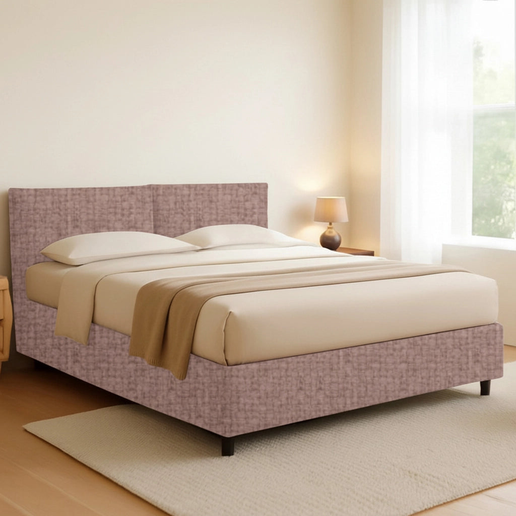 Derby, Letto Matrimoniale Sfoderabile Made in Italy, Rosa Antico