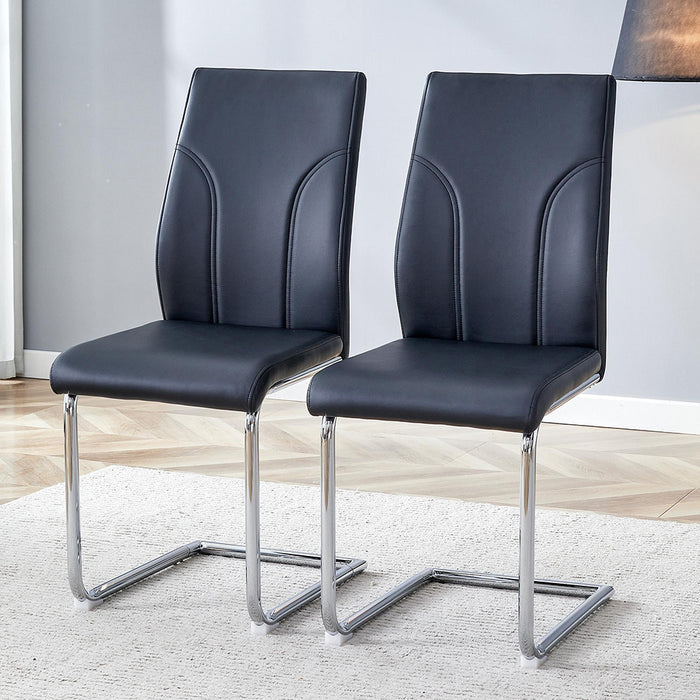 Set 2 sedie da pranzo - Xylo - PU nero gambe argento