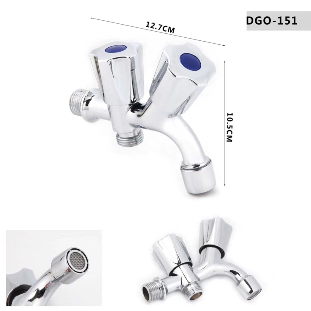 RUBINETTO PARETE DOPPIO ATTACCO 1/2" LAVATRICE ACQUA FREDDA BAGNO 02052