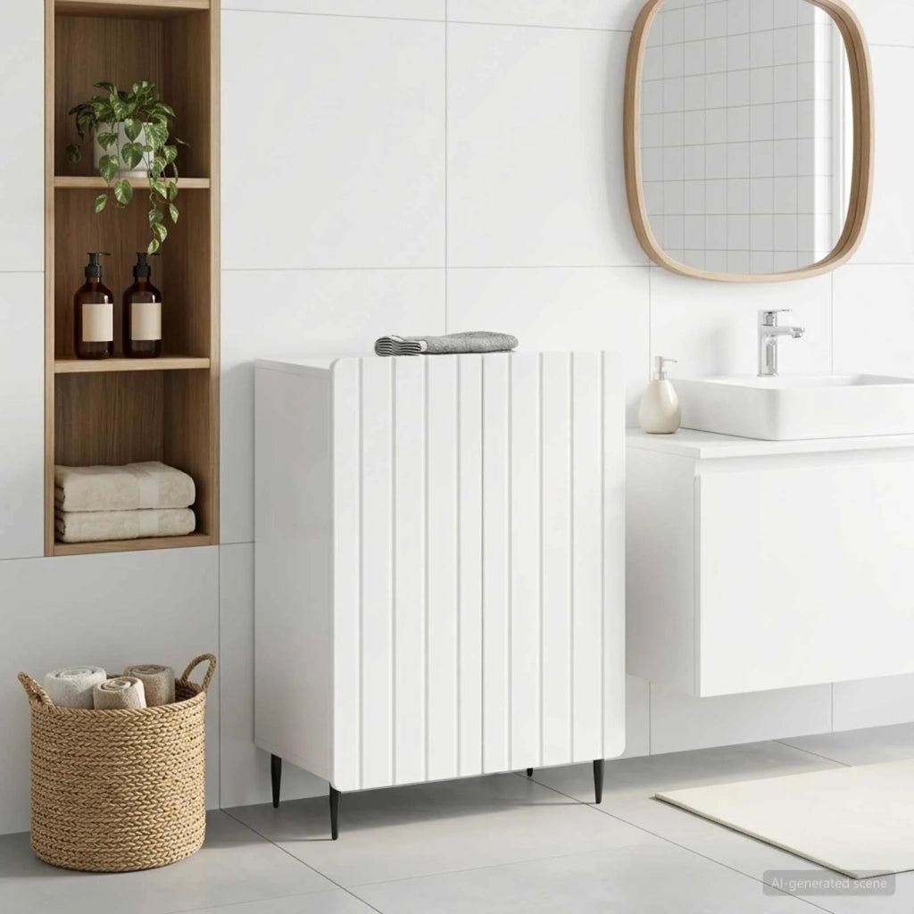 Mobiletto da Bagno ZWOLLE Bianco Lucido 59,5 x 31 x 79,5 cm 896399