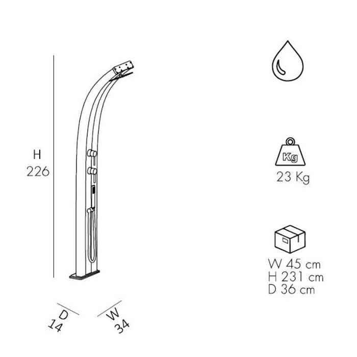 Doccia Tradizionale In Alluminio Dada Con Misceltore E Doccetta Mobile Colore Antracite/Inox Cv-D345/7016-I