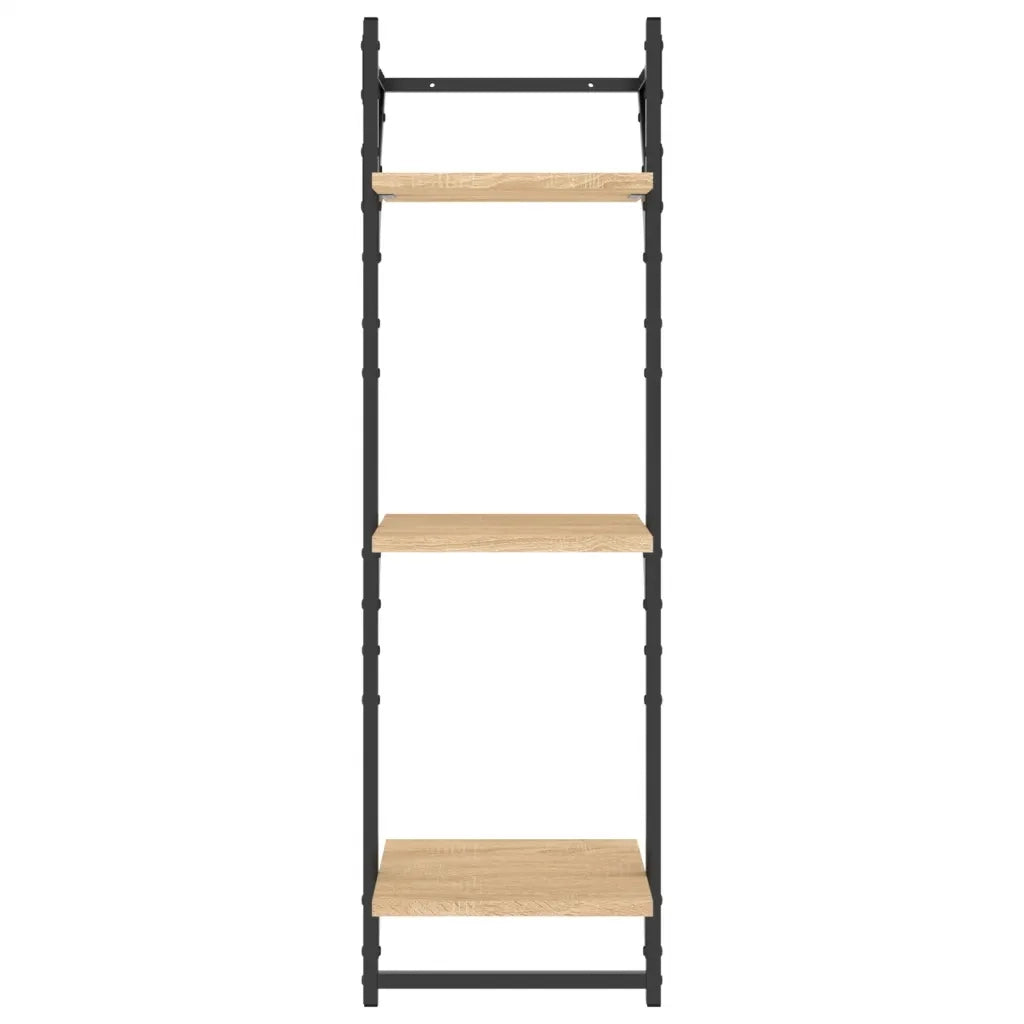 Set Mensole Parete con Aste 6pz Rovere Sonoma Legno Multistrato 836269