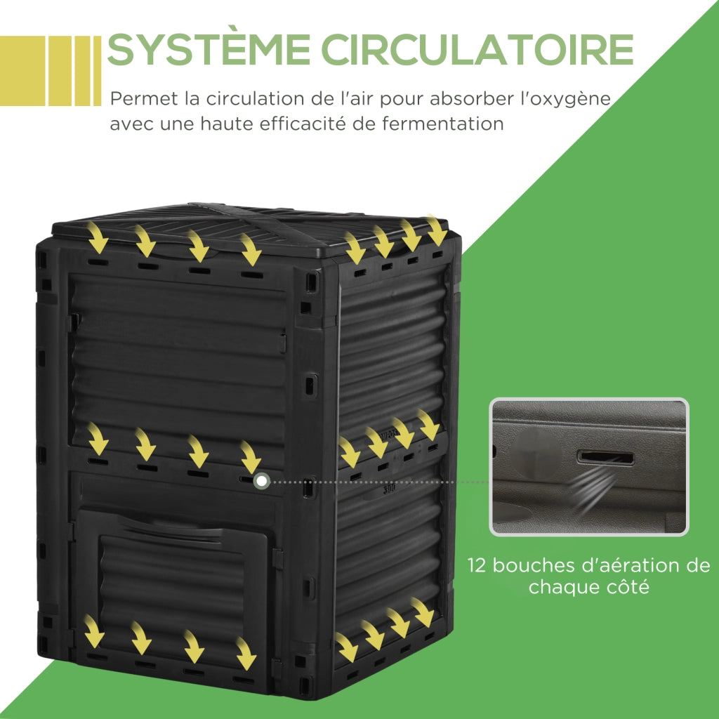 Compostatore da Giardino 300L ¨C zephmum ¨C Nero 60.5x60.5x81.5 cm