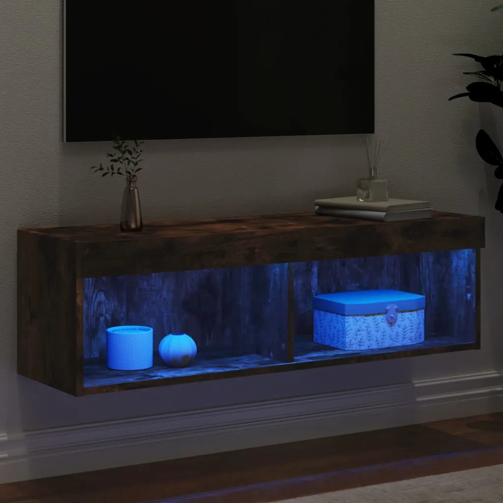 Mobile Porta TV con Luci LED Rovere Fumo 100x30x30 cm 837163