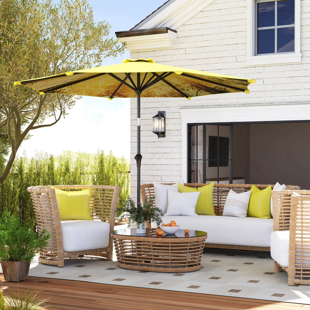 Ombrellone da giardino 300 cm ottagonale ¨C zephmum ¨C giallo con manovella