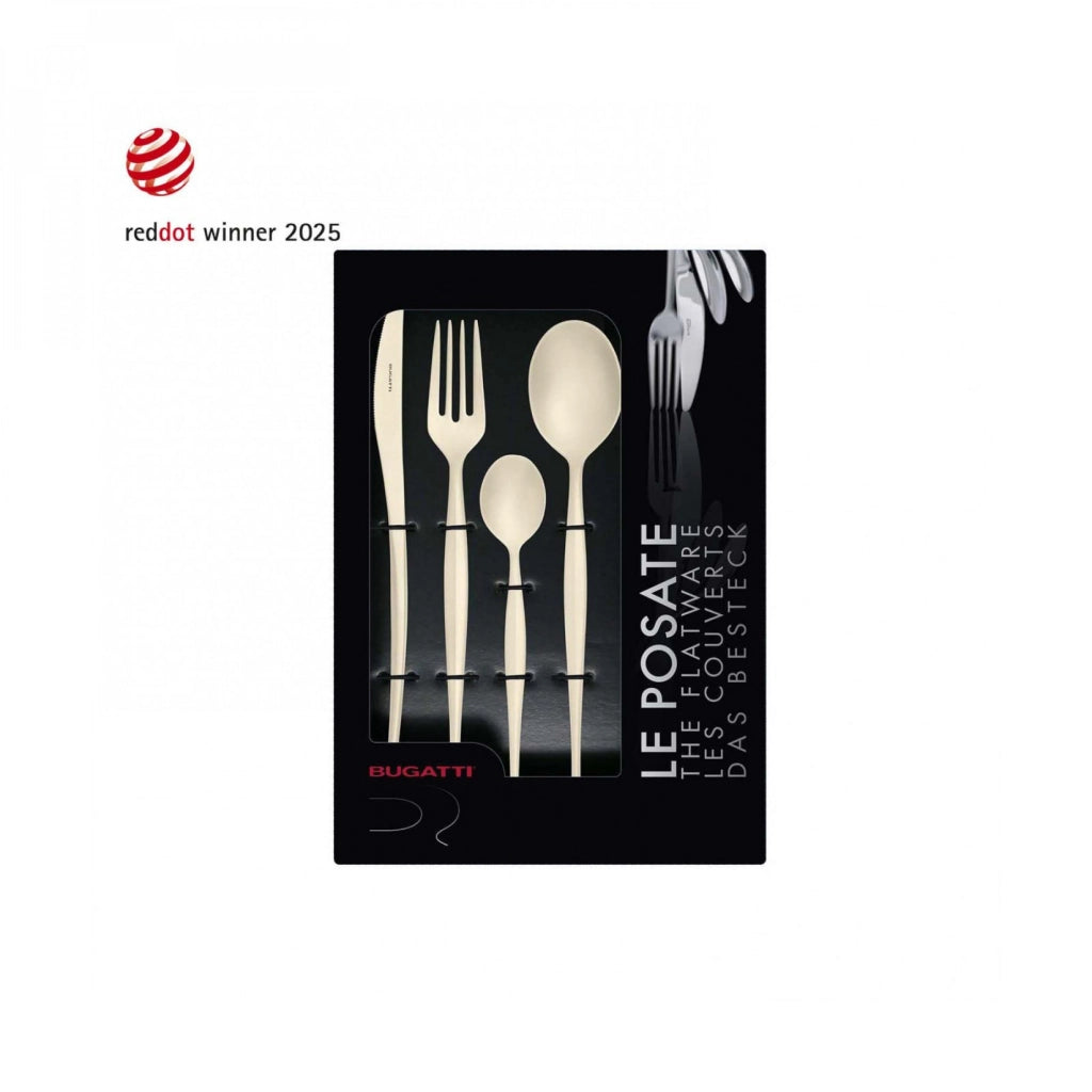 NATURA CHAMPAGNE, Posate Set 24 Pz, Scatola Finestra, Casa Bugatti
