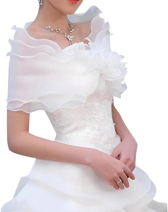 Schiocco di Velo da Sposa con Maniche, Accessorio di Matrimonio Bianco - Copertura per Abito da Sposa - Elegante e di Stile