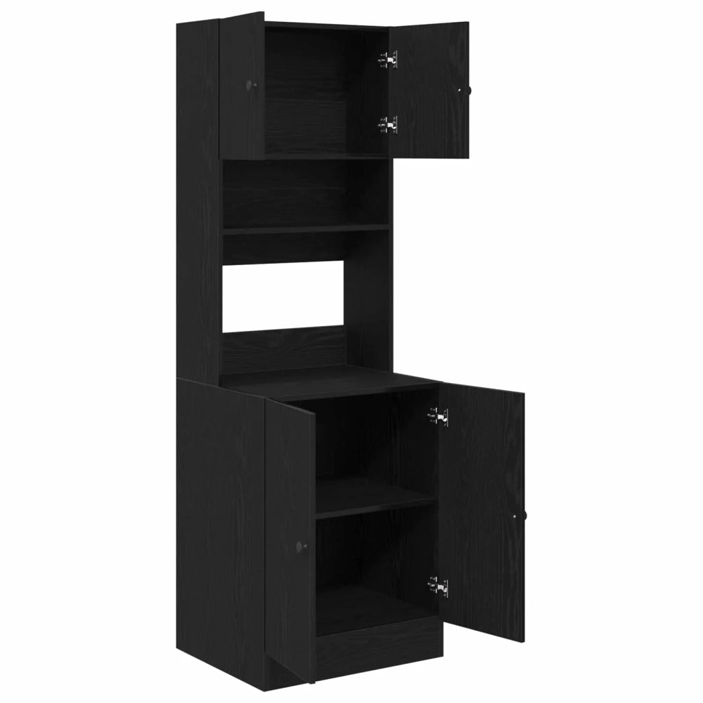 Credenza da cucina con porta 2 pz-Buffet-Armadio da cucina Rovere Nero 60 x 50 x 180 cm