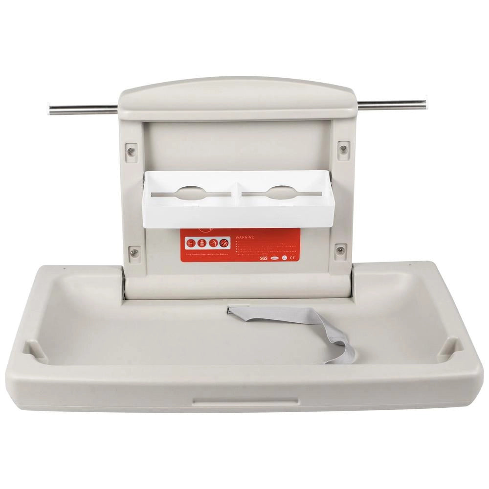 Fasciatoio Bambino Parete Pieghevole Grigio HDPE Richiudibile Carico 15 kg Ricambio Pannolini Luoghi Pubblici