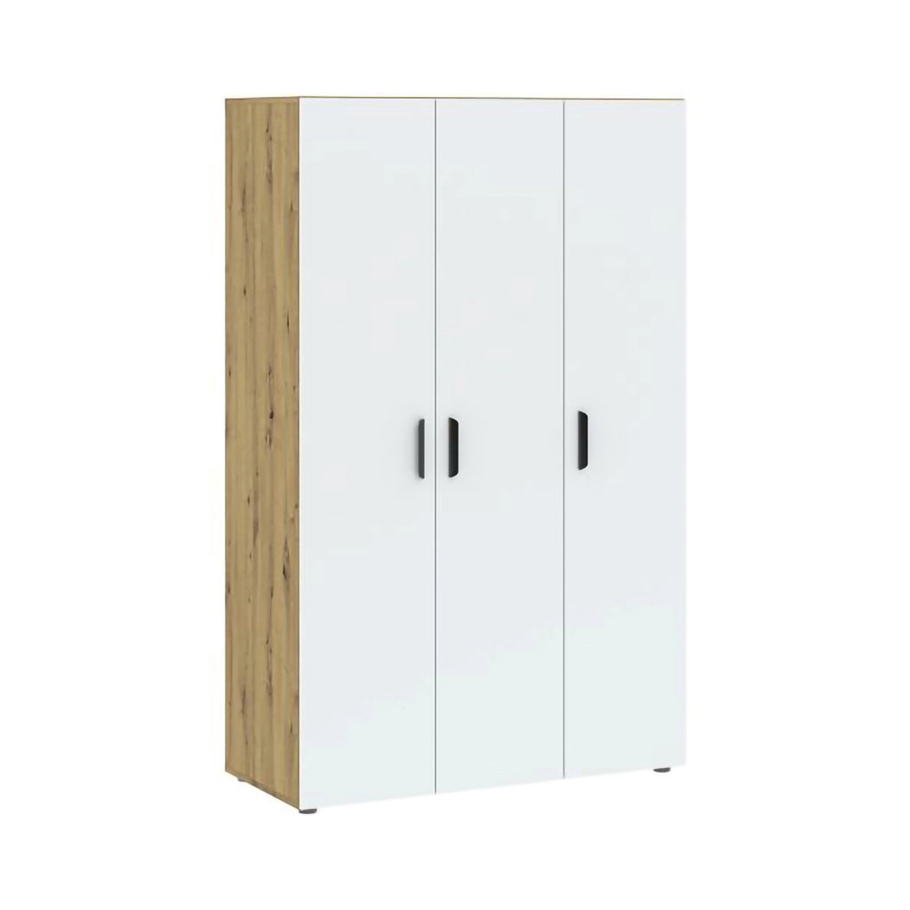 Armadio Camera da Letto Randazzo, Guardaroba 3 Ante Appendiabiti, 111x52 cm Marrone Rovere Nodi