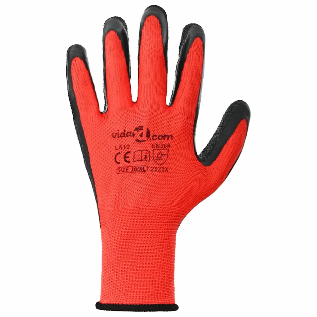 Guanti da Lavoro 24 pz Rosso e Nero 10 / xl CFW1063394