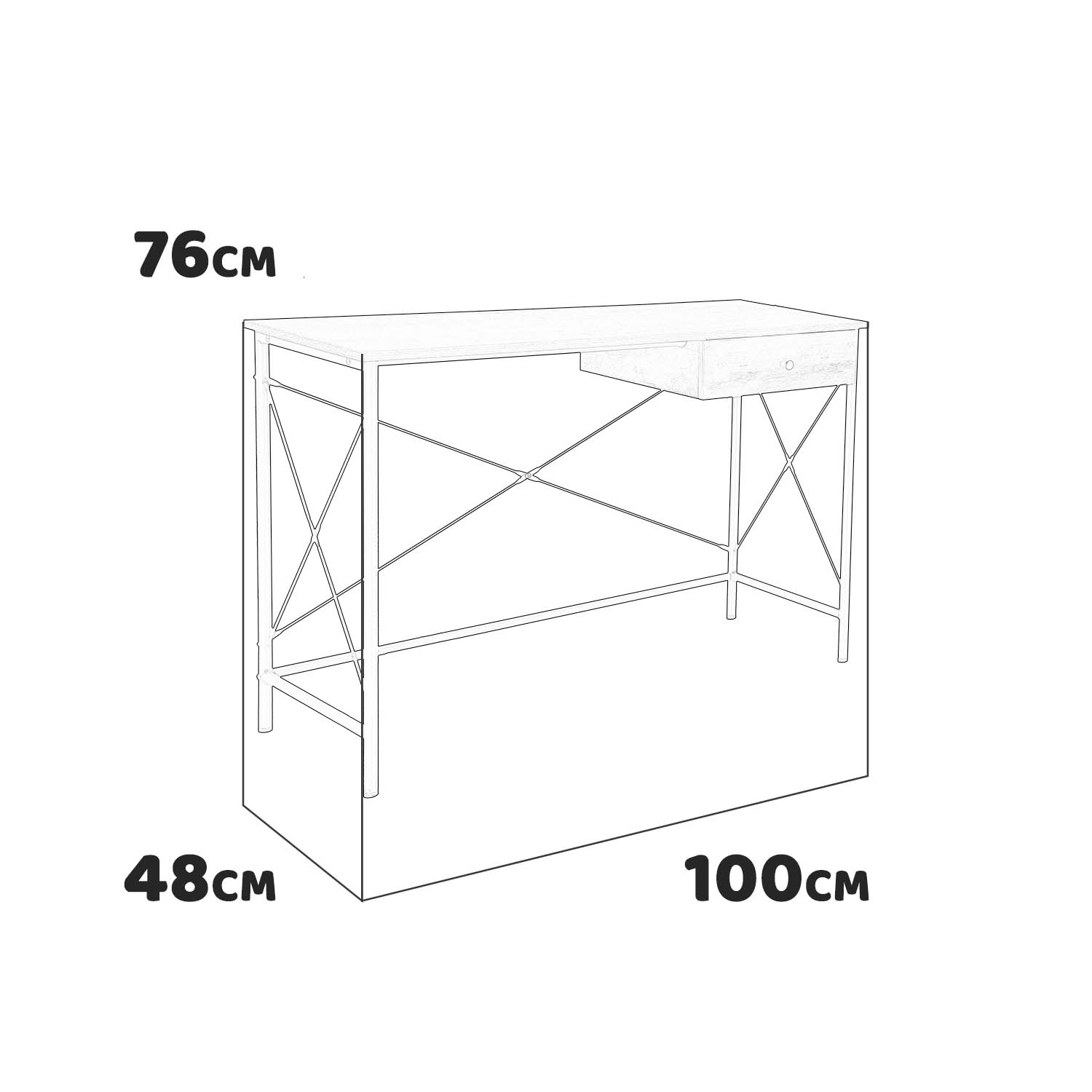 Oscar - scrivania in legno e metallo con cassetto - 100x48x76 cm