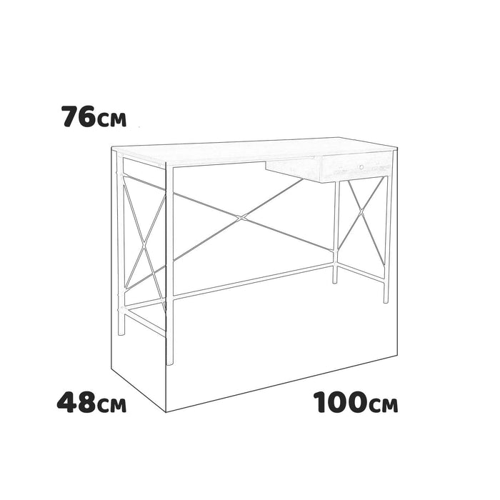 Oscar - scrivania in legno e metallo con cassetto - 100x48x76 cm