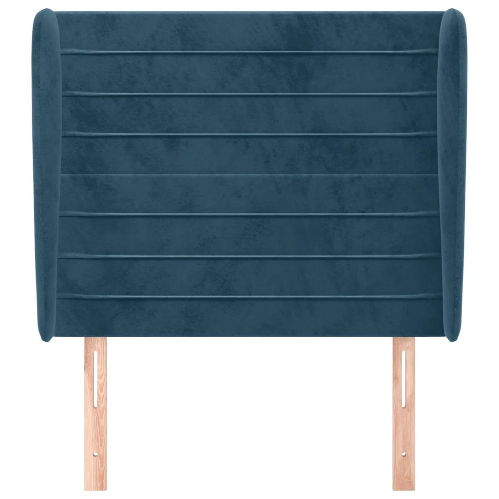 Testiera | Testata ad Orecchio Blu Scuro 103x23x118/128 cm in Velluto