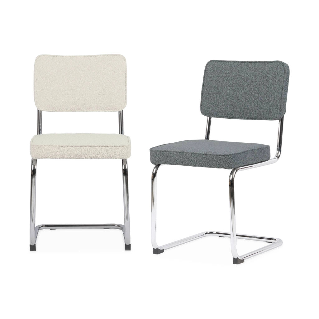 Set di 2 sedie a sbalzo bouclé, bianco sporco