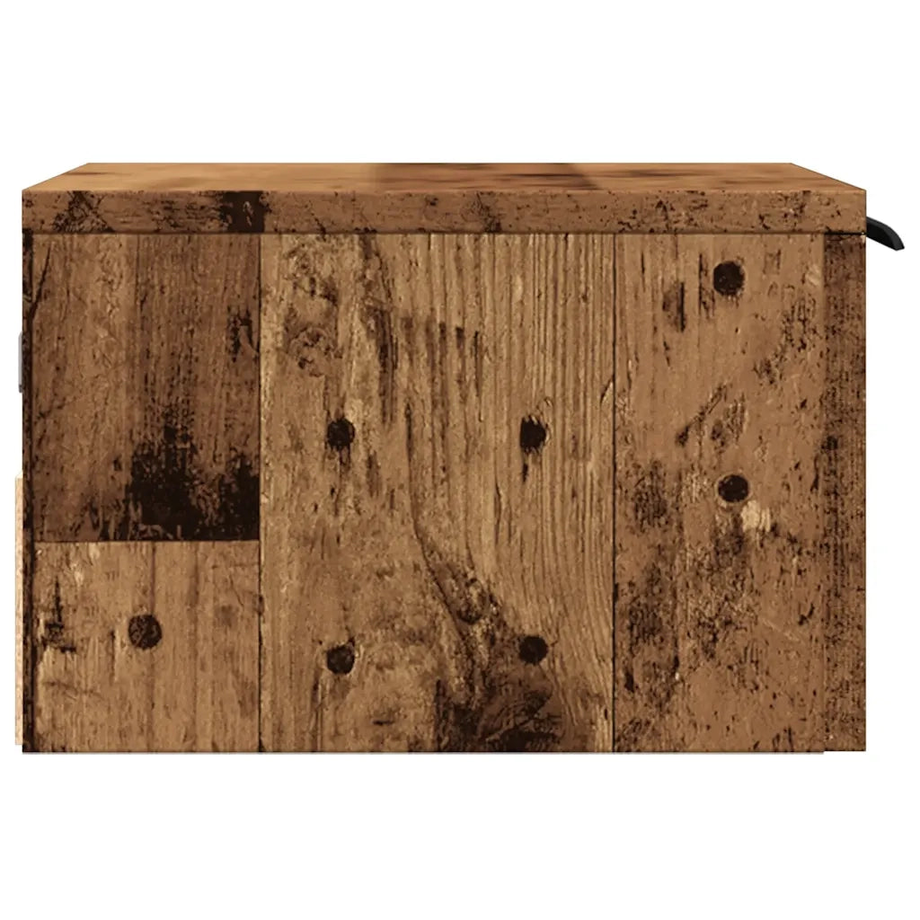 Set di 2 Comodini | Armadio da Notte | Mobiletto da notte a Muro Legno Antico 34x30x20 cm