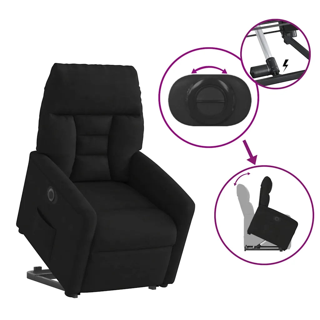 Poltrona Alzapersona Reclinabile Elettrica Nera in Microfibra 3303104