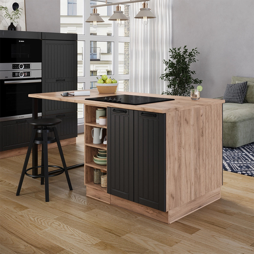 Vicco isola cucina Grigio scuro 90 cm con cassetto, senza piano di lavoro