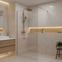 Parete Doccia Rea Flexi Transparent / Brush Copper 90