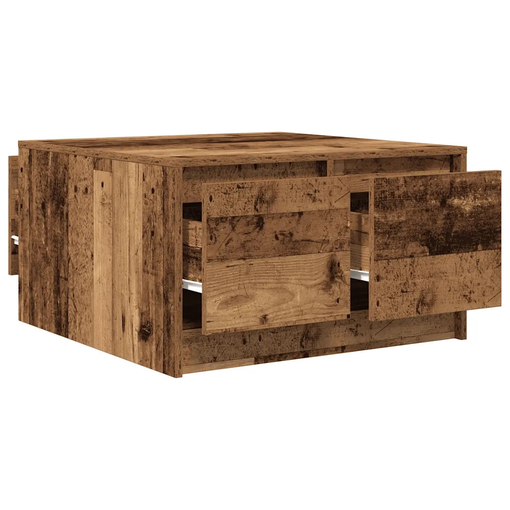 vidaXL Tavolino da Salotto con Cassetti Legno Antico 70,5x70x40 cm