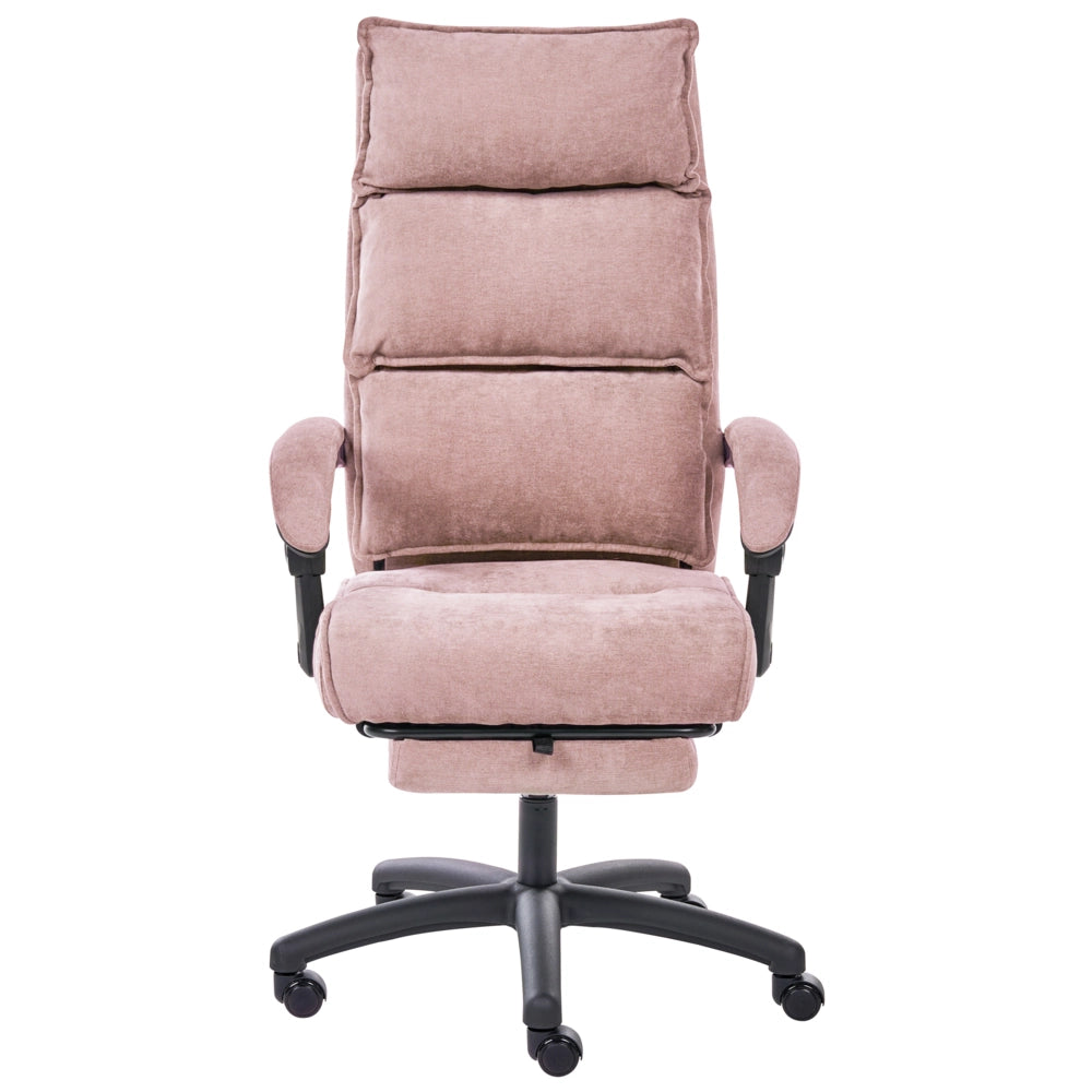 Sedia da ufficio professionale girevole Rivestimento in ciniglia con poggiapiedi Schienale inclinabile rosa pastello