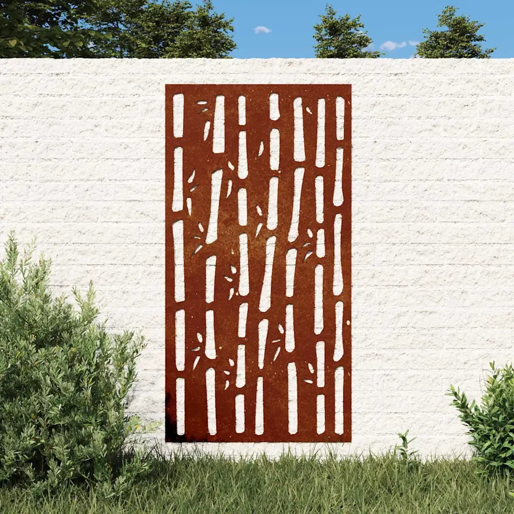 Decorazione Muro da Giardino 105x55 cm Bambù in Acciaio Corten 824481