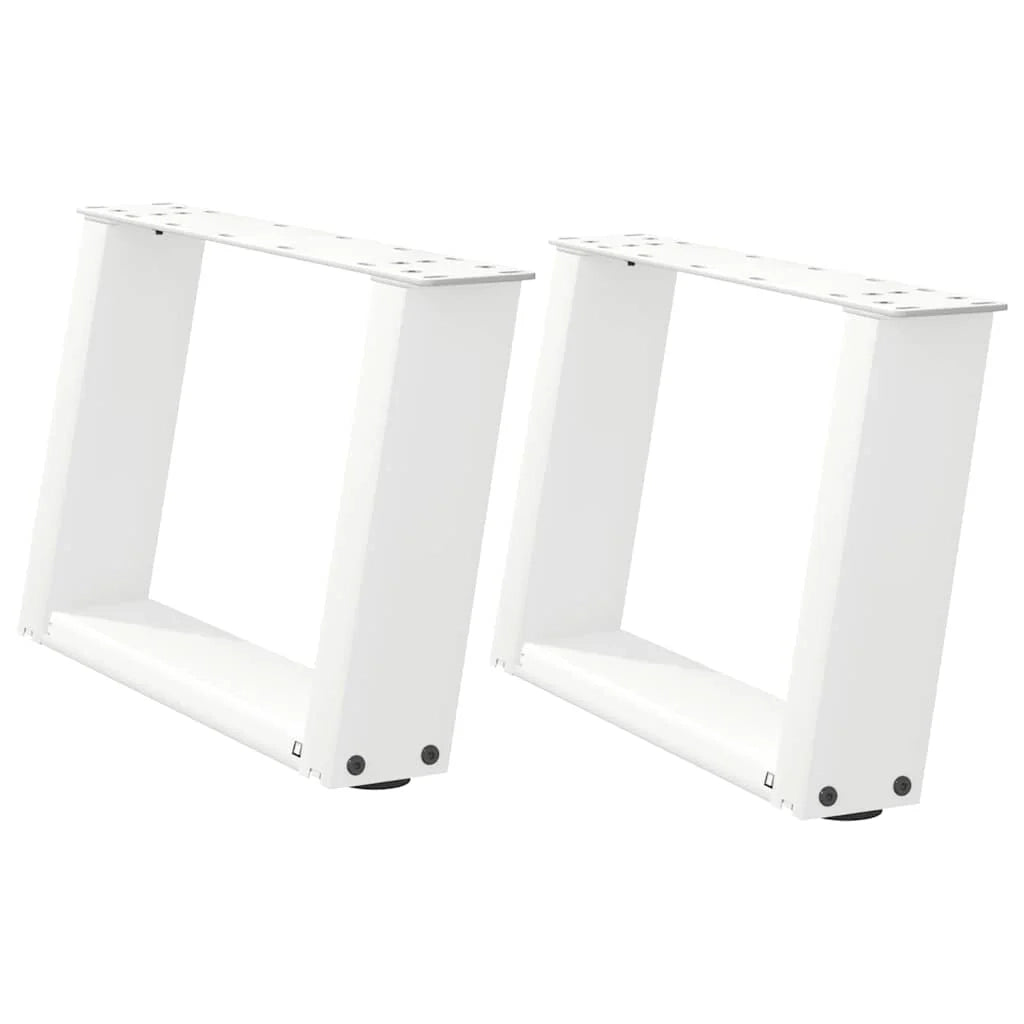 Set di 2 gambe per tavolino da caffè a forma di U 50 x 30-31 cm funzionali moderne dal design elegante in acciaio bianco 02_0057030