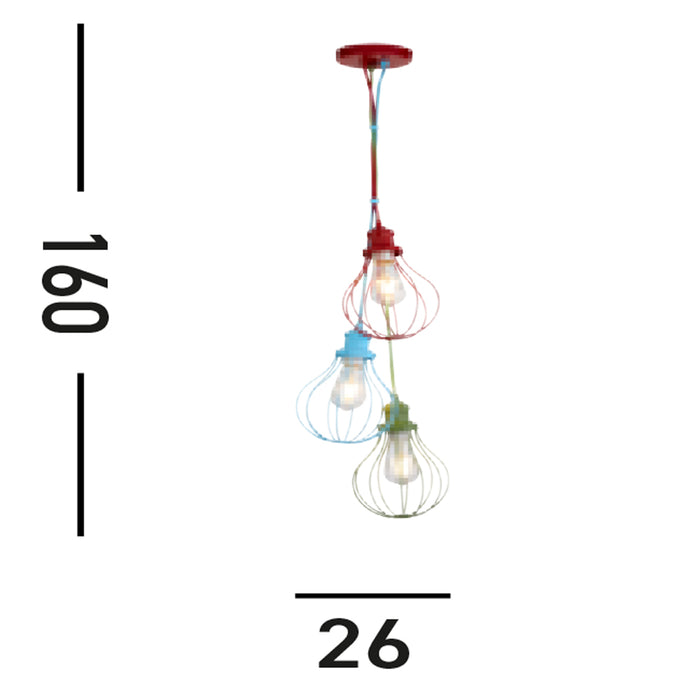 Lampadario Contemporaneo Novità Acciaio Multicolor 3 Luci E27