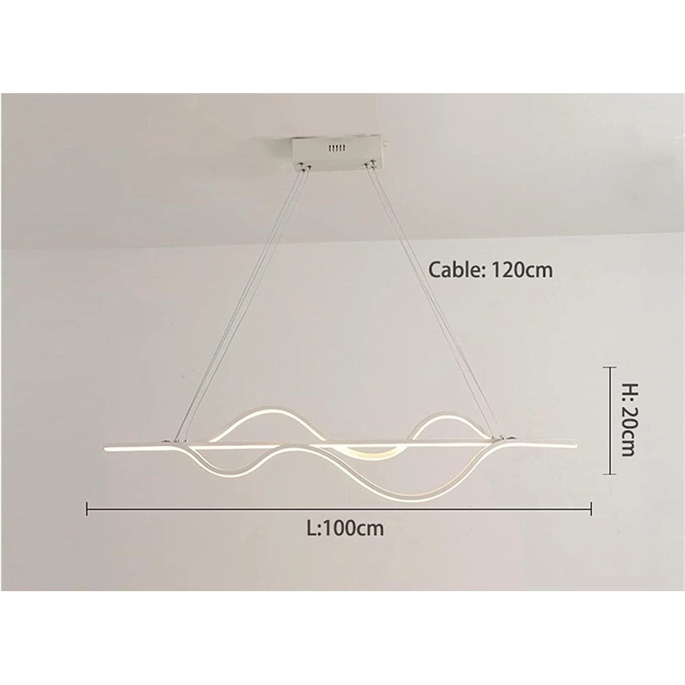 Trade Shop - Lampadario Led A Sospensione 39 Watt Moderno Onde Luce 6500k 4000k 3000k B64-b -